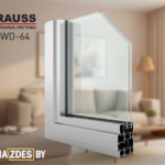 Макро срез профиля Krauss — видны камеры, армирование и уплотнитель; нейтральный фон, мягкий дневной свет, Минск.