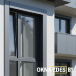 Фасадные металлические наличники серого цвета на окне — аккуратный монтаж, Минск