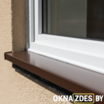 Металлический отлив на окне ПВХ коричневый — правильный уклон и герметичное примыкание, Минск
