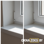 Примыкание подоконника к окну ПВХ — до и после, герметизация шва, Минск