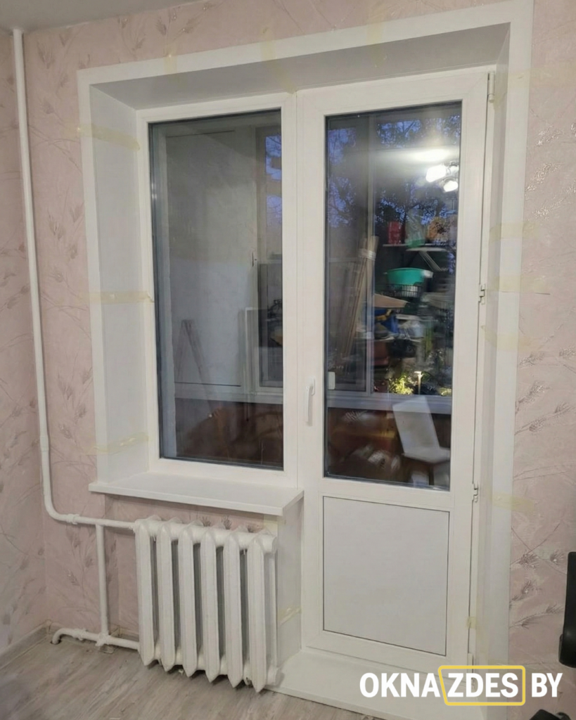 Балконный блок ПВХ Brusbox 70 мм с дверью и окном