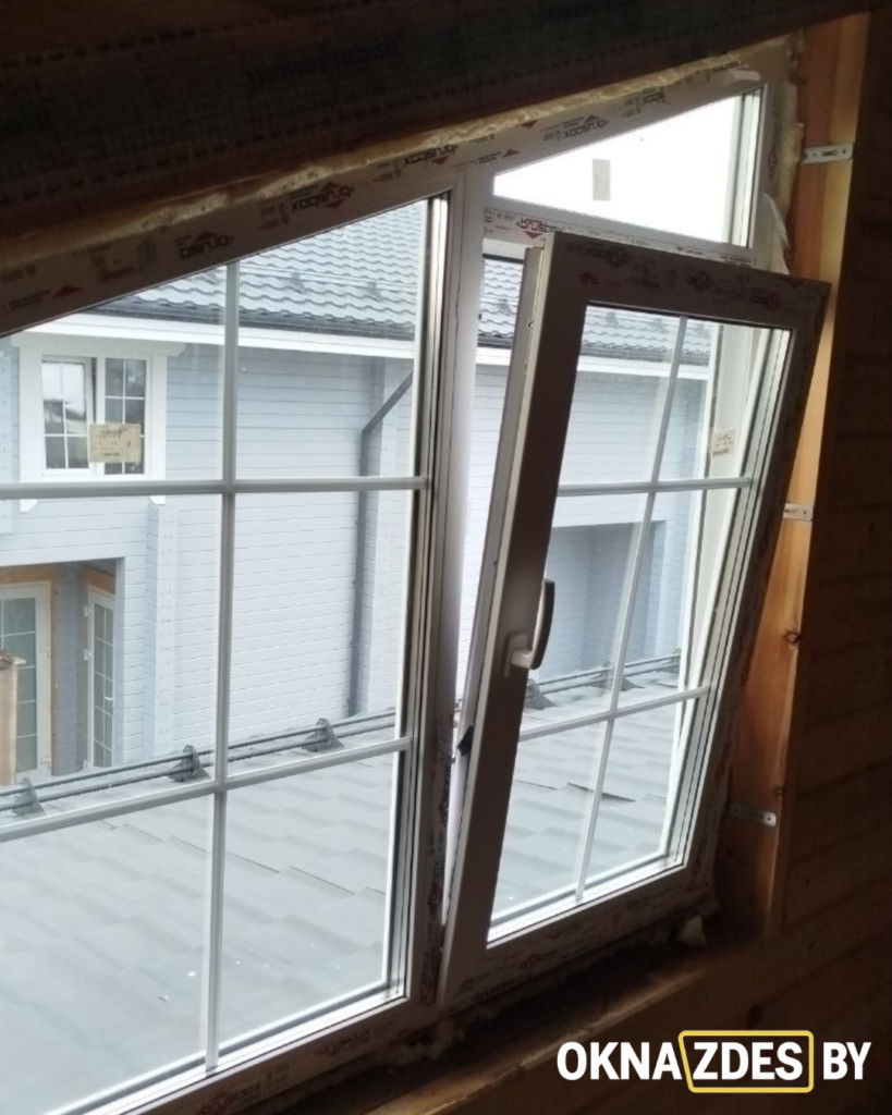 Нестандартное мансардное окно ПВХ Brusbox 70 мм со стеклопакетом 40 мм и шпросом 18 мм